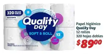 Soriana Híper Quality day papel higiénico oferta