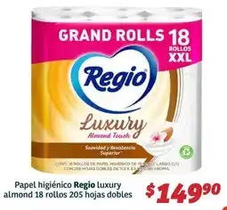 Soriana Híper Regio papel higiénico luxury almond oferta