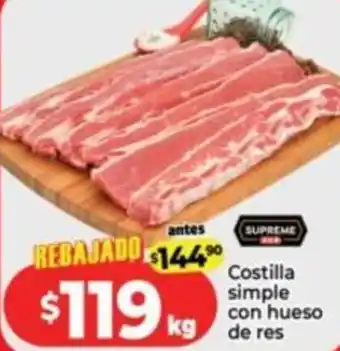 HEB Costilla simple con hueso de res oferta