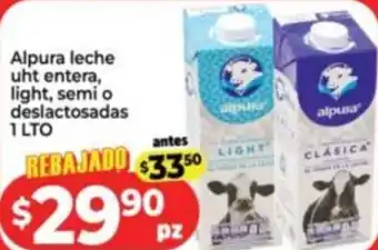 HEB Alpura leche uht entera, light, semi o deslactosadas oferta