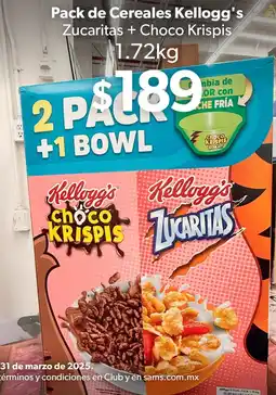 Sam's Club Kellogg's zucaritas + choco krispispack de cereales oferta