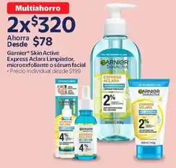 Walmart Garnier skin active express aclara limpiador, microexfoliante o sérum facial oferta