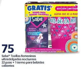 Walmart Saba toallas femeninas ultradelgadas nocturnas oferta