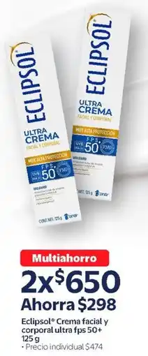 Walmart Eclipsol crema facial y corporal ultra fps 50+ oferta