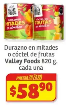 Soriana Híper Valley foods durazno en mitades o cóctel de frutas oferta