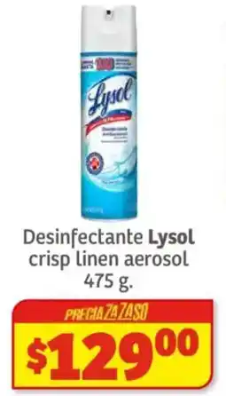 Soriana Híper Lysol desinfectante crisp linen aerosol oferta