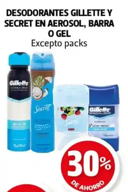 Farmacias Guadalajara Desodorantes gillette y secret en aerosol, barra o gel oferta