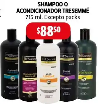 Farmacias Guadalajara Tresemmé shampoo o acondicionador oferta