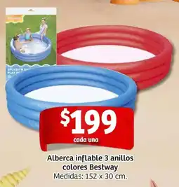 Soriana Mercado Bestway alberca inflable 3 anillos colores oferta