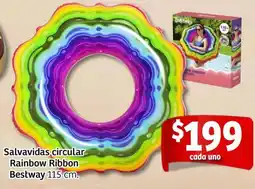 Soriana Mercado Bestway salvavidas circular rainbow ribbon oferta