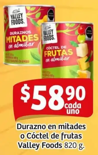 Soriana Mercado Valley foods durazno en mitades o cóctel de frutas oferta