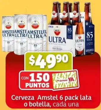 Soriana Mercado Cerveza amstel 6 pack lata o botella oferta