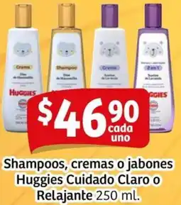 Soriana Mercado Huggies cuidado claro o relajante shampoos, cremas o jabones oferta