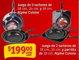 Soriana Mercado Alpine cuisine juego de 3 sartenes oferta