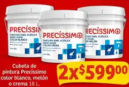 Soriana Mercado Precíssimo cubeta de pintura color blanco, melón oferta