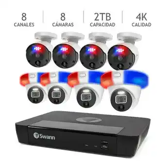 Swann Sistema de Seguridad Enforcer™: 8 Canales, 8 Camaras Enforcers 4K de 2TB HDD (Seguridad IP Enforcer ™ con detección de