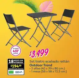 Soriana Súper Outdoor trend set bistro acabado rattán oferta