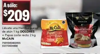 City Club Llevate una Hamburguesa de atun 1kg DOLORES + Papas corte recto 2kg McCain oferta