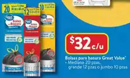Walmart Great value bolsas para basura oferta