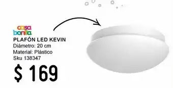 Plafón led 12w kevin blanco cálida 800lm plástico