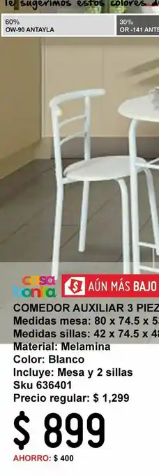 Sodimac Homecenter Comedor auxiliar 2 sillas oferta