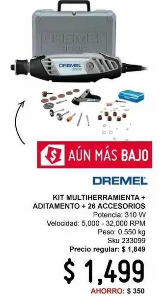 Sodimac Homecenter Dremel 3000 kit con 1 aditamento y 26 accesorios oferta