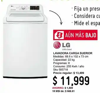 Lavadora 22 kg lg carga sup blanca wt22wt6h