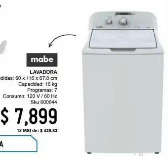 Lavadora mabe 16kg lma76112cbab0