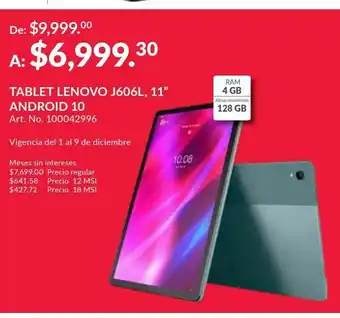 Tablet lenovo tab p11 j606l / 11 pulg. / 128gb / 4gb ram / android 10 / gris