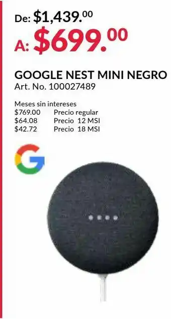 HP Google nest mini (negro) oferta