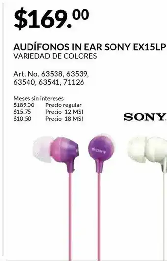 Audífonos in ear sony