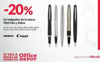 Bolígrafos de la arca pilot pen y zebra