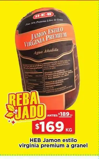HEB Jamón estilo virginia premium a granel oferta