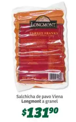 Soriana Súper Salchicha de pavo Viena Longmont a granel oferta