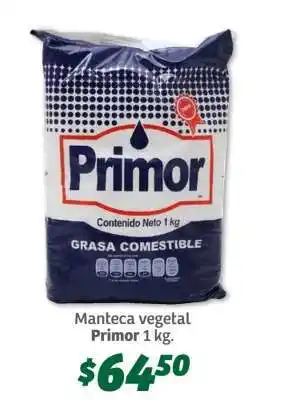 Soriana Súper Manteca vegetal Primor 1 kg oferta