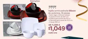 Soriana Híper Vajilla semicuadrada Gibson de cerámica, 16 piezas oferta
