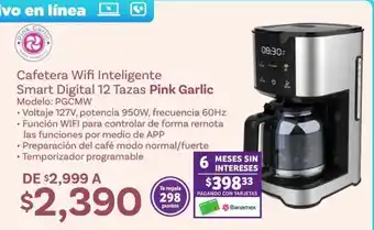 Soriana Híper Cafetera Wifi Inteligente Smart Digital 12 Tazas Pink Garlic oferta