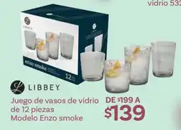 Soriana Híper Juego de vasos de vidrio de 12 piezas Modelo Enzo smoke oferta