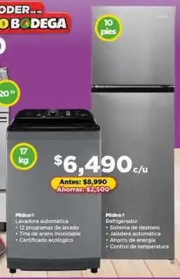 Bodega Aurrerá Midea Lavadora automática y Refrigerador oferta