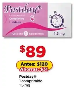 Bodega Aurrerá Postday 1 comprimido oferta