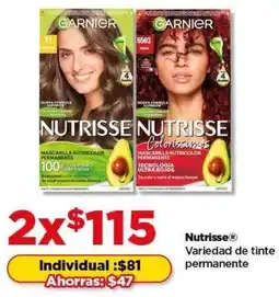Bodega Aurrerá Nutrisse variedad de tinte permanente oferta