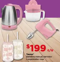 Bodega Aurrerá Taurus batidora manual, hervidor a exprimidor rosa oferta