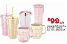 Bodega Aurrerá Vaso popote lentejuelas, termo café cristales, taza mamá ó termo café oferta