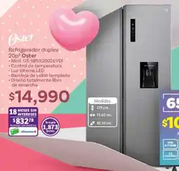 Soriana Híper Oster Refrigerador duplex oferta