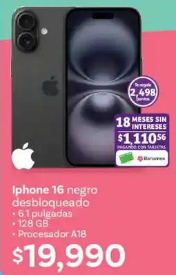 Soriana Híper Iphone 16 negro desbloqueado oferta
