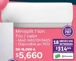 Soriana Híper Minisplit 1 ton. frío / calor oferta