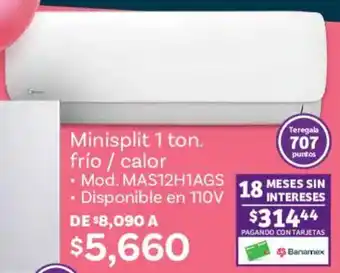Soriana Híper Minisplit 1 ton. frío / calor oferta