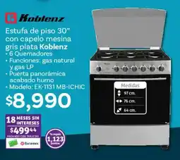 Soriana Híper Koblenz estufa de piso estufa de piso 30" oferta