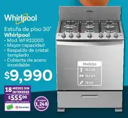 Soriana Híper Whirlpool estufa de piso 30" oferta