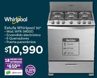 Soriana Híper Whirlpool estufa 30" oferta
